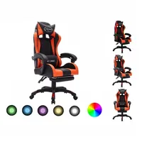 VidaXL Gaming Chair mit RGB LED-Leuchten mit Fußablage orange/schwarz