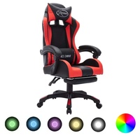 VidaXL Gaming Chair mit RGB LED-Leuchten mit Fußablage rot/schwarz
