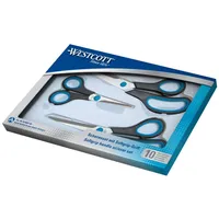 Westcott Schere Easy Grip - rostfrei, spitz, 3tlg, blau/schwarz