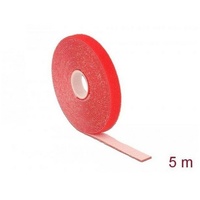 DeLock Klettband auf Rolle, 5m x 13mm, rot
