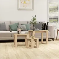 VidaXL Satztische 3-tlg. Sonoma-Eiche Holzwerkstoff