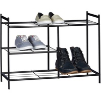 Relaxdays Schuhregal SANDRA 3 Ebenen, Schuhablage aus Metall, mit