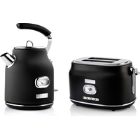Westinghouse Retro Frühstücks-Set schwarz 2-tlg. mit 2-Schlitz Toaster
