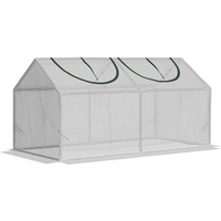 Outsunny Foliengewächshaus mit Fenster PE Tomatenhaus 120x60x60cm Weiß