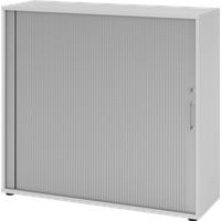 Hammerbacher Rollladenschrank lichtgrau, silber 2 Fachböden 120,0 x 40,0