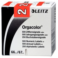 Leitz Orgacolor Ziffernsignal 2 500 Stück, rot