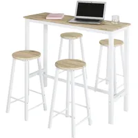 SoBuy Bartisch Set mit 2 Barhockern Holz Metall Natur