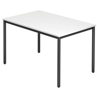 Hammerbacher Konferenztisch VDR12 weiß rechteckig, Rundrohr schwarz, 120,0 x