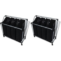 VidaXL Wäschekörbe mit Taschen 2 Stück Schwarz und Grau