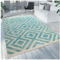 Paco Home Moderner Outdoor Teppich Rauten-Muster Vintage-Look Flachgewebe Wetterfest