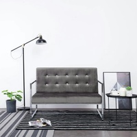 VidaXL 2-Sitzer-Sofa mit Armlehnen Dunkelgrau Chrom und Samt