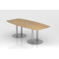 Hammerbacher Konferenztisch T-Serie 220x103/83cmcm Säulenfuß eiche/silber