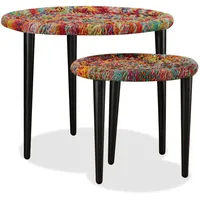 VidaXL Couchtisch-Set 2 Stk. Chindi-Gewebe Mehrfarbig