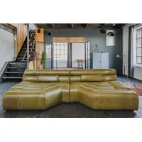 KAWOLA Big Sofa TARA Wohnlandschaft Leder olivgrün 286x75x148cm (B/H/T)