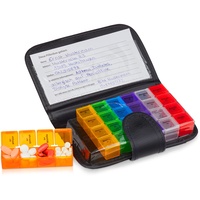 Relaxdays Tablettenbox mit Etui, 7 Tage, 4 Fächer, wöchentliche