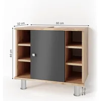 Vicco Waschbeckenunterschrank Fynn Eiche Anthrazit Badschrank Unterschrank