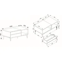 Finori Nola 55A Couchtisch/Artisan Oak/Schwarz - 2 Jahre Gewährleistung