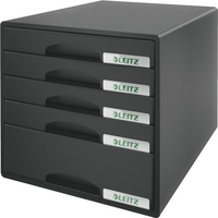 Leitz Schubladenbox Plus schwarz 5211-00-95, DIN A4 mit 5