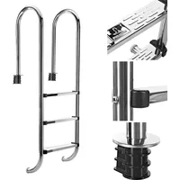 MuCoLa Pool Leiter 3 stufig Edelstahl Schwimmbecken Treppe Hochbeckenleiter