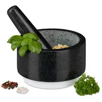 Relaxdays Granit Mörser mit Stößel Ø 14 cm 400