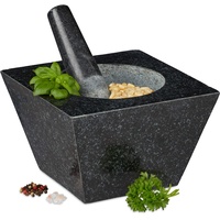 Relaxdays Mörser mit Stößel, Granit, 750 ml, Gewürze &