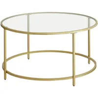 VASAGLE Runder Couchtisch Gold Glas 84 x 84 x