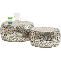 Kare Design Couchtisch Pebbles Deluxe, Silber (2/Set), 30x66x66cm