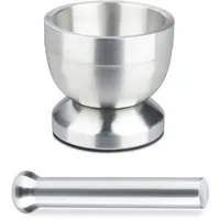 Relaxdays Mörser mit Stößel, aus Edelstahl, mit Deckel, Gewürze,
