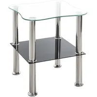 Haku-Möbel Beistelltisch quadratisch Glas silber 40,0 x 40,0 x