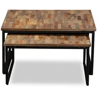 VidaXL Satztisch Couchtisch-Set 2-tlg. Recyceltes Teak Massiv