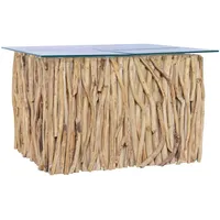 VidaXL Couchtisch mit Glasplatte 66x66x40 cm Massivholz Teak
