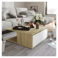 VidaXL Couchtisch Weiß und Sonoma-Eiche 80x80x31 cm Holzwerkstoff