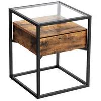 VASAGLE Beistelltisch Braun, Schwarz, Metall, Glas, Holzwerkstoff, Vintage, 1
