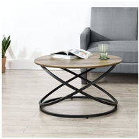 [en.casa] Couchtisch Dunedin Ø 79 cm Holzfarben/Schwarz
