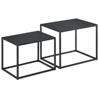 [en.casa] Beistelltisch Archsum 2er Set rechteckig Industriedesign Schwarz
