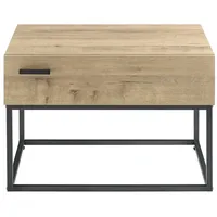 [en.casa] Beistelltisch Eiche, Schwarz, Holzwerkstoff, Metall, 1 Schubladen, Rechteckig,