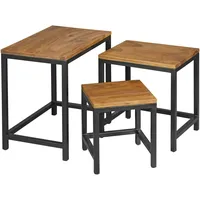 FineBuy Couchtisch FB46128 Sheesham Massivholz 3er Set
