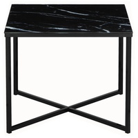 SalesFever Beistelltisch, 50x50x42 cm Metall/Glas - schwarz