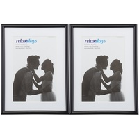 Relaxdays Bilderrahmen 2er Set, 15x20cm, Passepartout 10x15cm, Glasscheibe, Fotorahmen