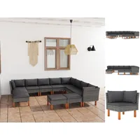 VidaXL 12-tlg. Garten-Lounge-Set mit Kissen Poly Rattan Grau