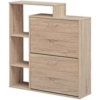 FineBuy Schuhkipper Holz 2 Fächer Sonoma 12 Paar Schuhe