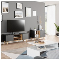 Vicco Kommode Wohnzimmerschrank Anrichte Neptune Anthrazit/Buche Schublade 90 cm,