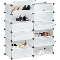 Relaxdays Schuhschrank, 10021979_50 transparent 12 Fachböden 94,0 x 37,0