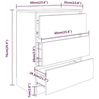 VidaXL Sideboard Hochglanz-Weiß 60x35x76 cm Holzwerkstoff