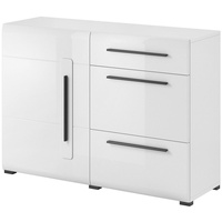 Lomadox Kommode weiß Hochglanz TURDA-83 modern mit Metallgriffen, B/H/T: