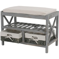 Mendler Schuhregal HWC-C48, Sitzbank Schuhablage, Shabby-Look Vintage 45x65x34cm -