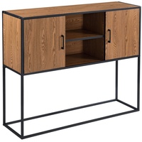 [en.casa] Sideboard Motala mit Ablage und Schranktüren Dunkler Holzton/Schwarz