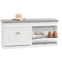 SoBuy Schuhbank mit 2 Klappen Weiß MDF 104cm FSR64-W