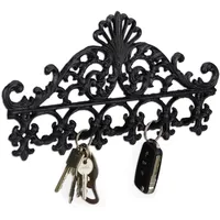 Relaxdays Garderobenleiste Gusseisen, 5 Haken, antike Hakenleiste, für Schlüssel,