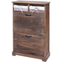 Mendler Schuhkipper HWC-H19, Schuhschrank Schuhregal Schuhablage, Massiv-Holz Shabby-Look Korb-Schublade